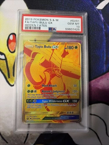 2019 Pokemon Hidden Fates Tapu Bulu GX SV91 Gold GEM MINT PSA 10 *NEW CERT!*