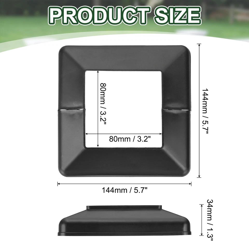 3.2x3.2 Inches Post Sleeve, Plastic Post Base Cover Column Wraps - 4pcs (Black) Foto 2 de 4