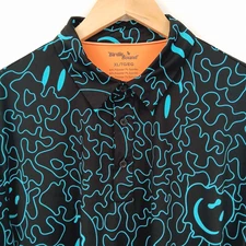 Birdie Bound Polo Shirt Mens XL Blue Smiley Face Peformance Stretch Golf Tennis