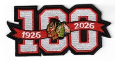 Chicago Blackhawks 100th Anniversary Logo Embroidered 4in Iron / Sew-On Patch
