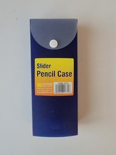 Slider Pencil Case with Button Closure Pouch Storage Box Better Office Blue