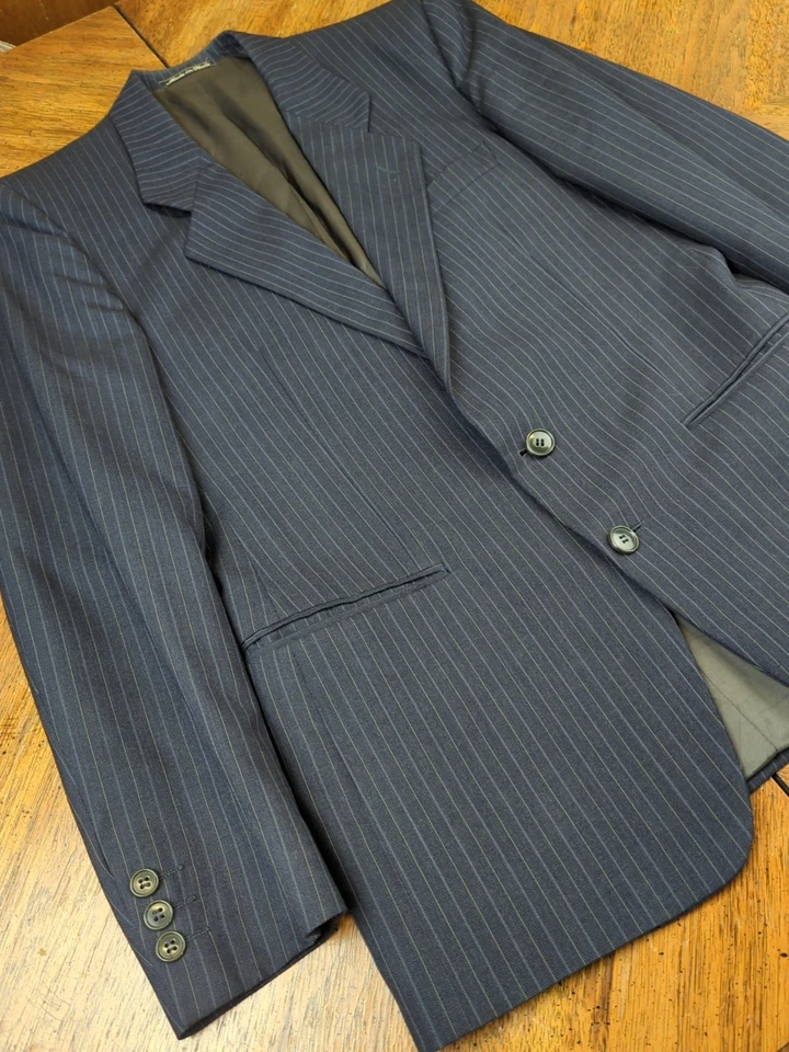 Abrigo Blazer Chaqueta Abrigo Deportivo Mani Armani 36R Gris Rayas Lana Virgen De Colección  Foto 2 de 4