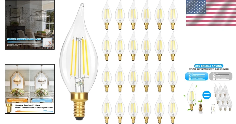 Daylight White Chandelier Light Bulbs - Dimmable LEDs - Image 2 of 4
