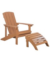 Moderner Muskoka Gartenstuhl Kunstholz Hellbraun Mit Hocker Armlehnen Adirondack