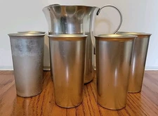 VTG Heller Hostess Ware Colorama Beverage Tumblers Set of 6 With Pitcher.  USA 