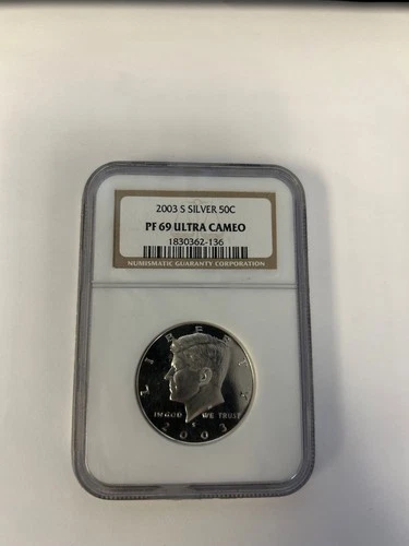NGC - Kennedy Half Dollar - 50c - 2003 S SILVER - PF - 69  ULTRA CAMEO