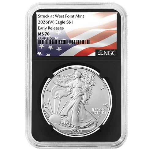 2026 (W) $1 1-oz American Silver Eagle NGC MS70 ER Flag Label Retro Core