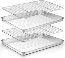 Baking Sheet with Rack Set 2 Pans  2 Racks , Stainless Steel Baking Pan Cookie