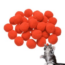 Cat Toy Pom Ball Plush, 1.2Inch, 30Pcs, Orange Red