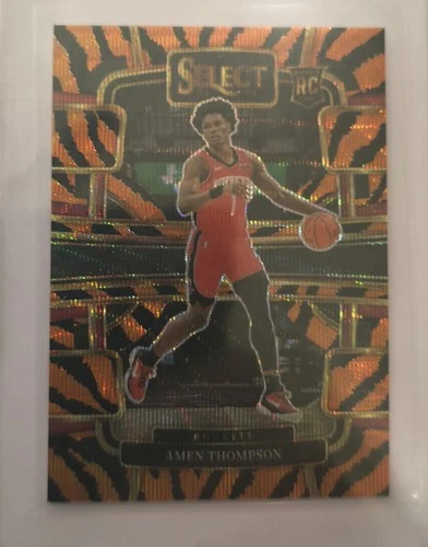 2023-24 Panini Select - Concourse Amen Thompson #96 Tiger Stripes Prizm (RC)