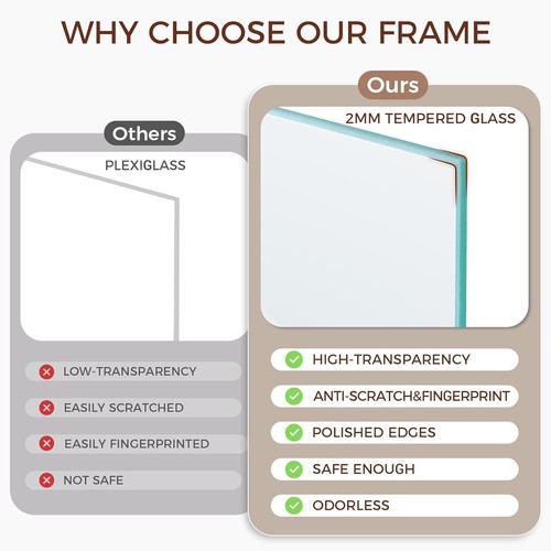 16x20 Picture Frame for Wall, Solid Oak Wood Frame 16"x20" with Real Glass, 1... - Picture 7 of 10