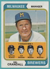 1974 Topps Del Crandall/Al Widmar/Joe Nossek/Jim Walton/Harvey Kuenn Milwaukee