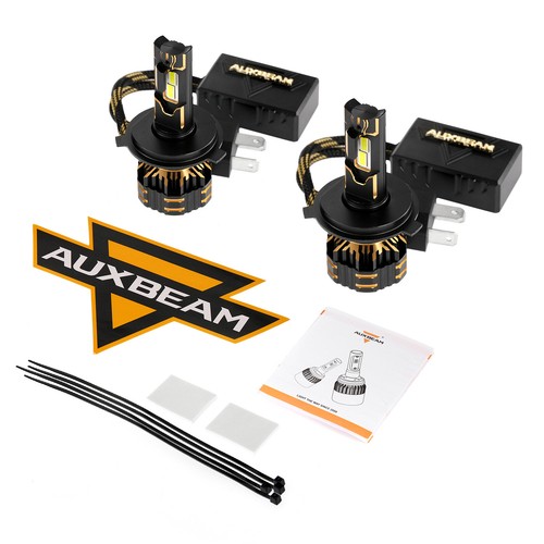 AUXBEAM H4 LED Headlight Bulbs Kit Lamp Car 6500K Globes High Low Beam 30000LM - Picture 9 of 12