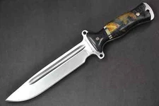 Busse Custom TGULB .215" Satin Finish INFI w/fuller G10 G-rexed Sea Shell Handle