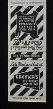 1940s Let's Meet and Eat at Kramer's Restaurant Cocktail Bar 6th Pittsburgh PA