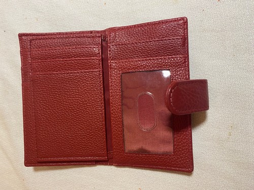 Kane Genuine Pebble Leather Credit Card Case Wallet Magnetic Closure Burgundy - Picture 9 of 9