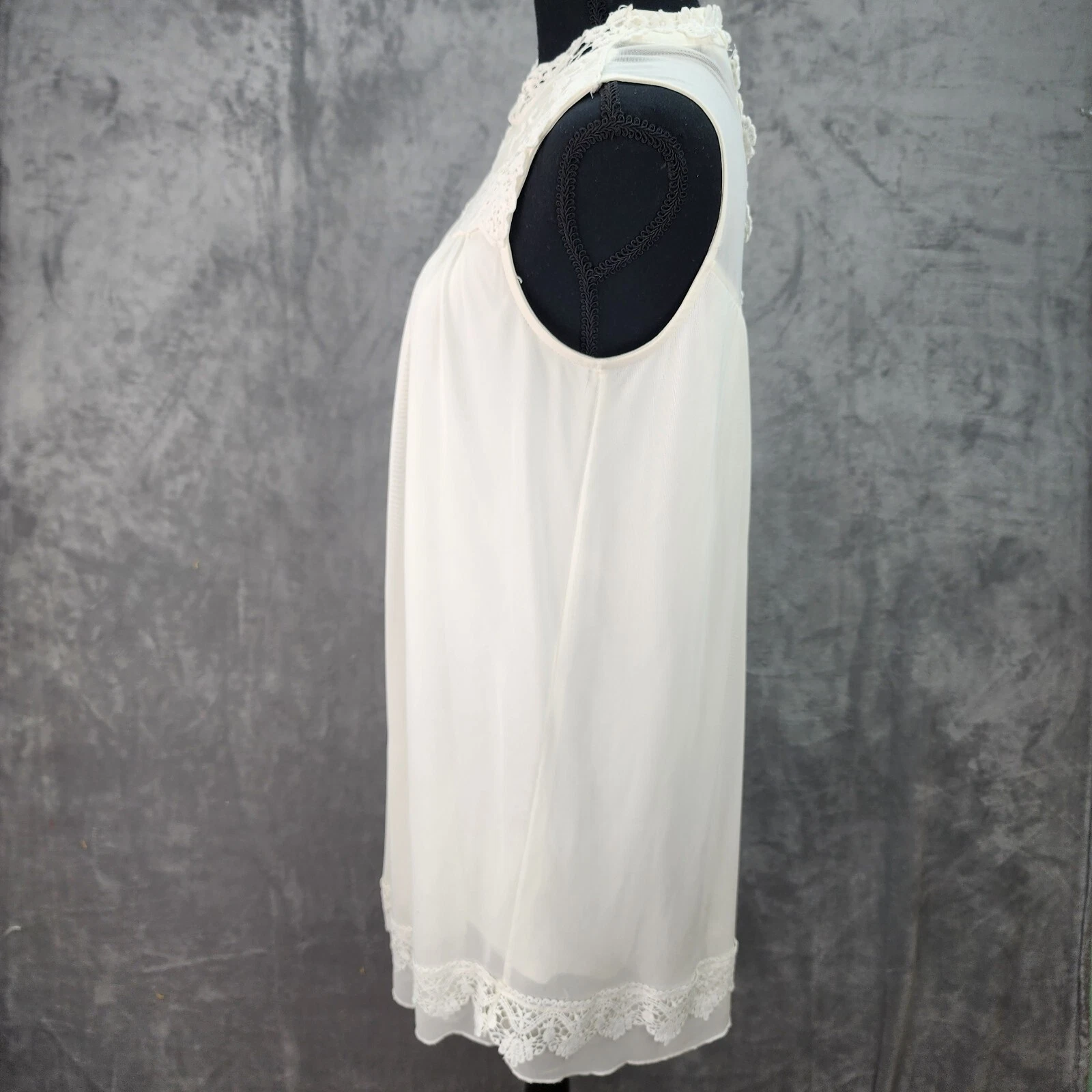 OFF WHITE Abito donna Altard State PICCOLO slip bianco sporco lunghezza ginocchio senza maniche foderato pizzo