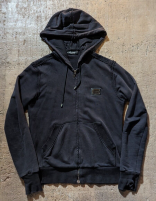 Dolce & Gabbana Gym Collection Black Distressed Hoodie 46 Small