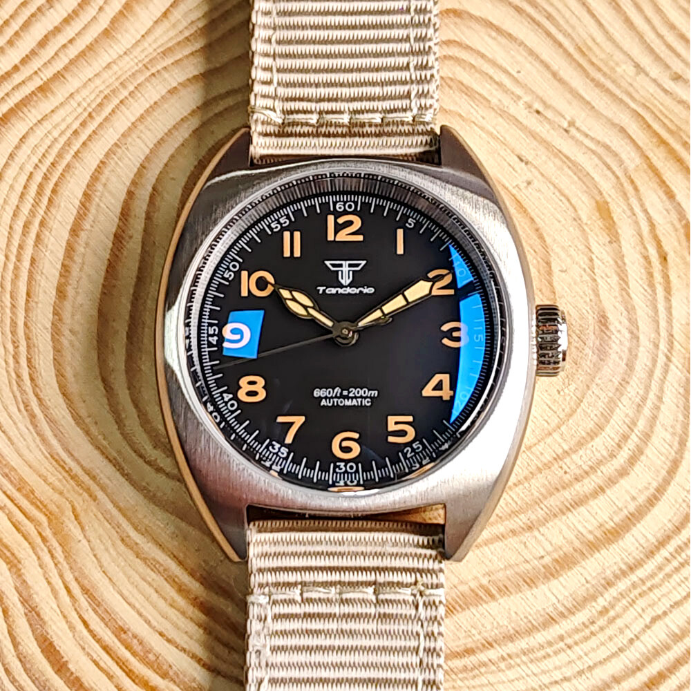 新品 Tandorio パイロットウォッチ ステン無垢 セイコー NH35A Tandorio NH35A Automatic 39mm Pilot 200m Waterproof Sapphire