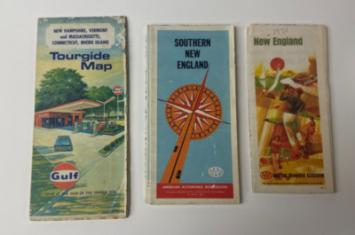 Lot 3 AAA Gulf Vintage New England Maps 1971, 1970