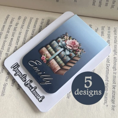 4YOURHAPPINESS Personalised Magnetic Bookmark Floral Gift For Her Woman Book Lover Bookworm