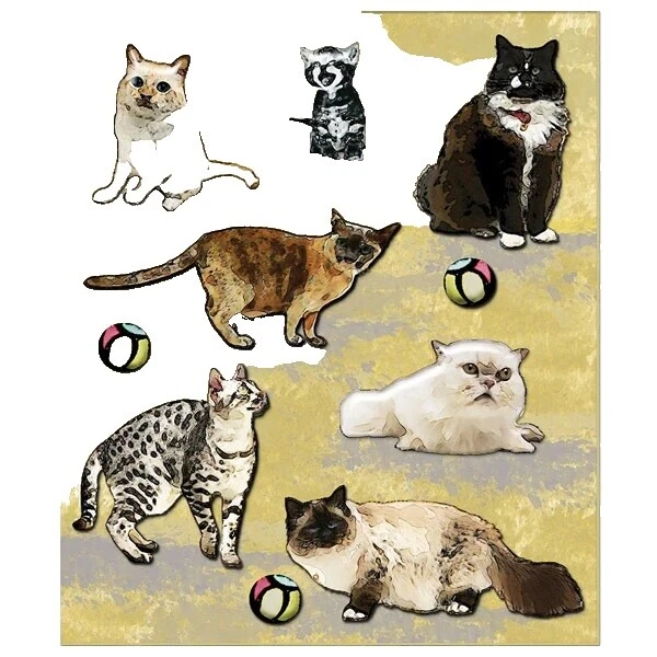 Gatos y gatitos dimensional Pegatinas para colecciones de Recortes