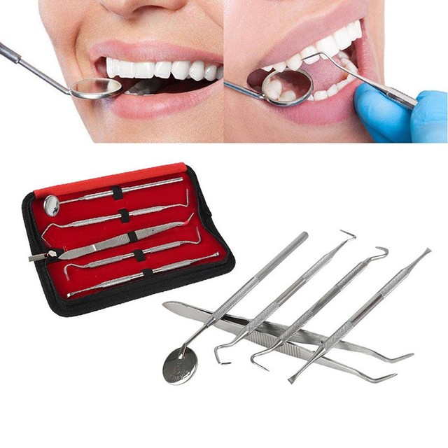 5X Stainless Steel Dental Oral Hygiene Kit Tools Deep Cleaning Teeth