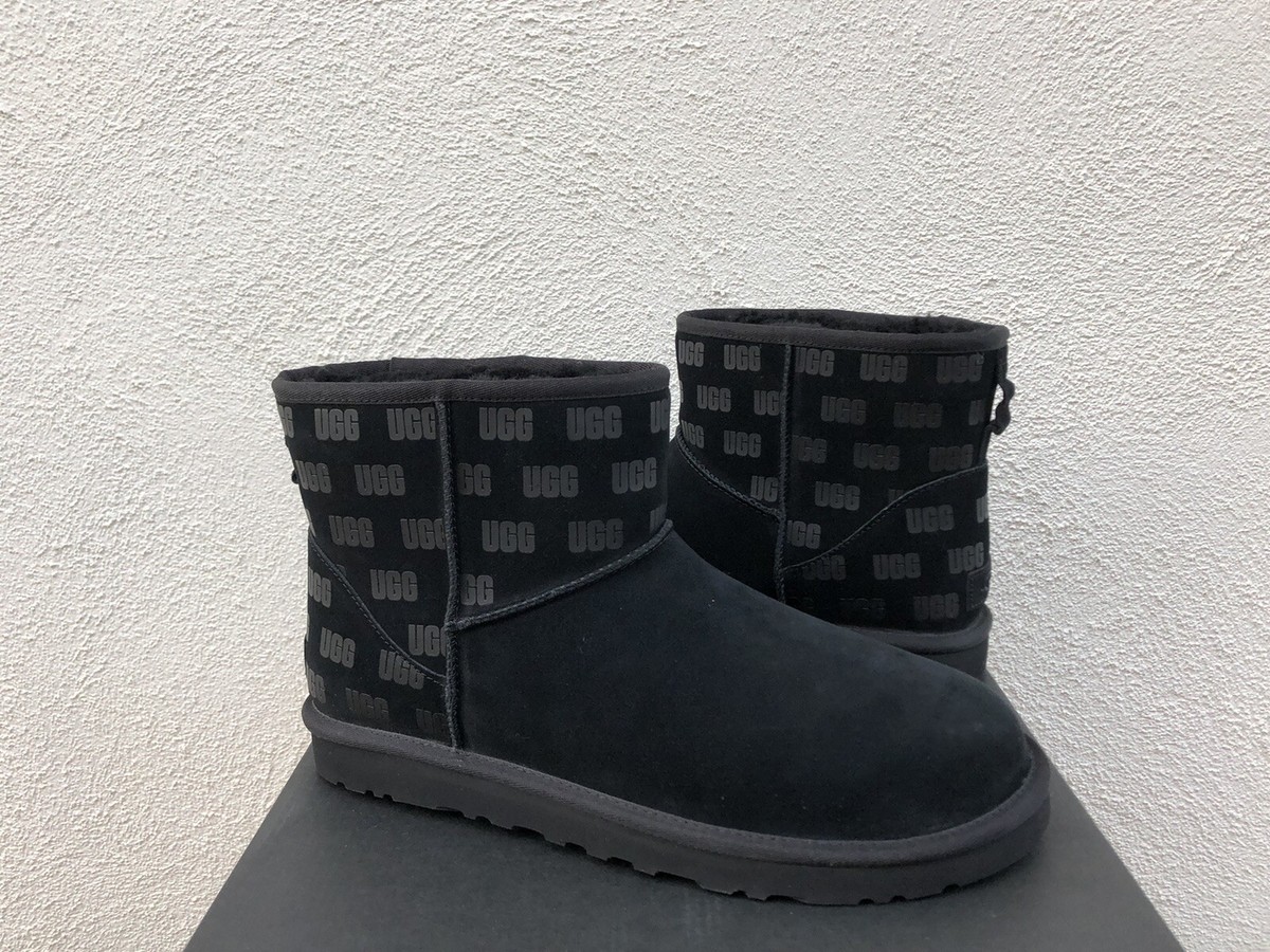 UGG BLACK CLASSIC MINI II UGG PRINT SUEDE/ WOOL BOOTS, MEN  display picture 3