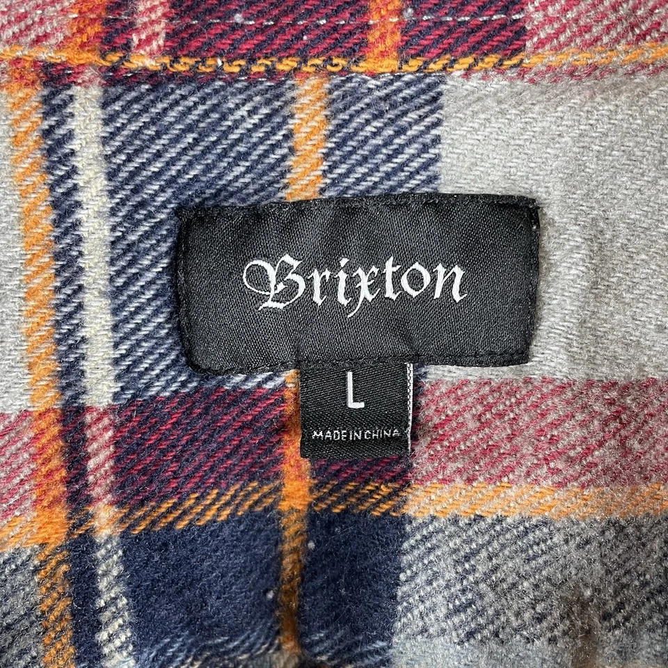 Camisa de franela Brixton para hombre grande cuadrada multicolor a cuadros botón frontal chamarra Foto 3 de 4