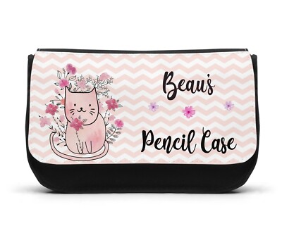 Personalisiertes Mädchen Federmäppchen Make up Rosa Katze Lehrer Schultüte Geschenk Geburtstag