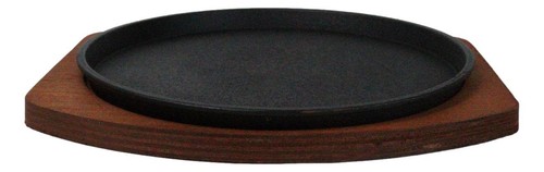 Personal Size Cast Iron Round Fajita Steak Pan Skillet With Wood Trivet Base8"D - Picture 3 of 9