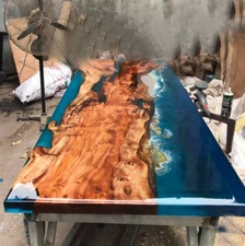 Ocean Wave Epoxy Resin Center Sofa Dining Table Top Console Bar Desk Hallway Dec