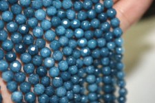 Faceted 4mm Dark Blue Aquamarine Gemstone Round Loose Beads 15'' Strand