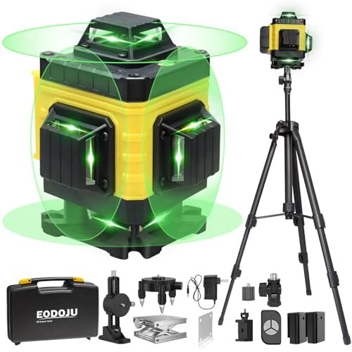 Laser Level, 4 x 360° Laser Level with Tripod, Self Leveling Laser Level 4x360°