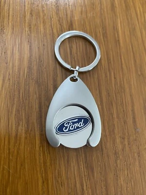 Ford Logo farbig Schlüsselanhänger mit Einkaufswagenchip EKW