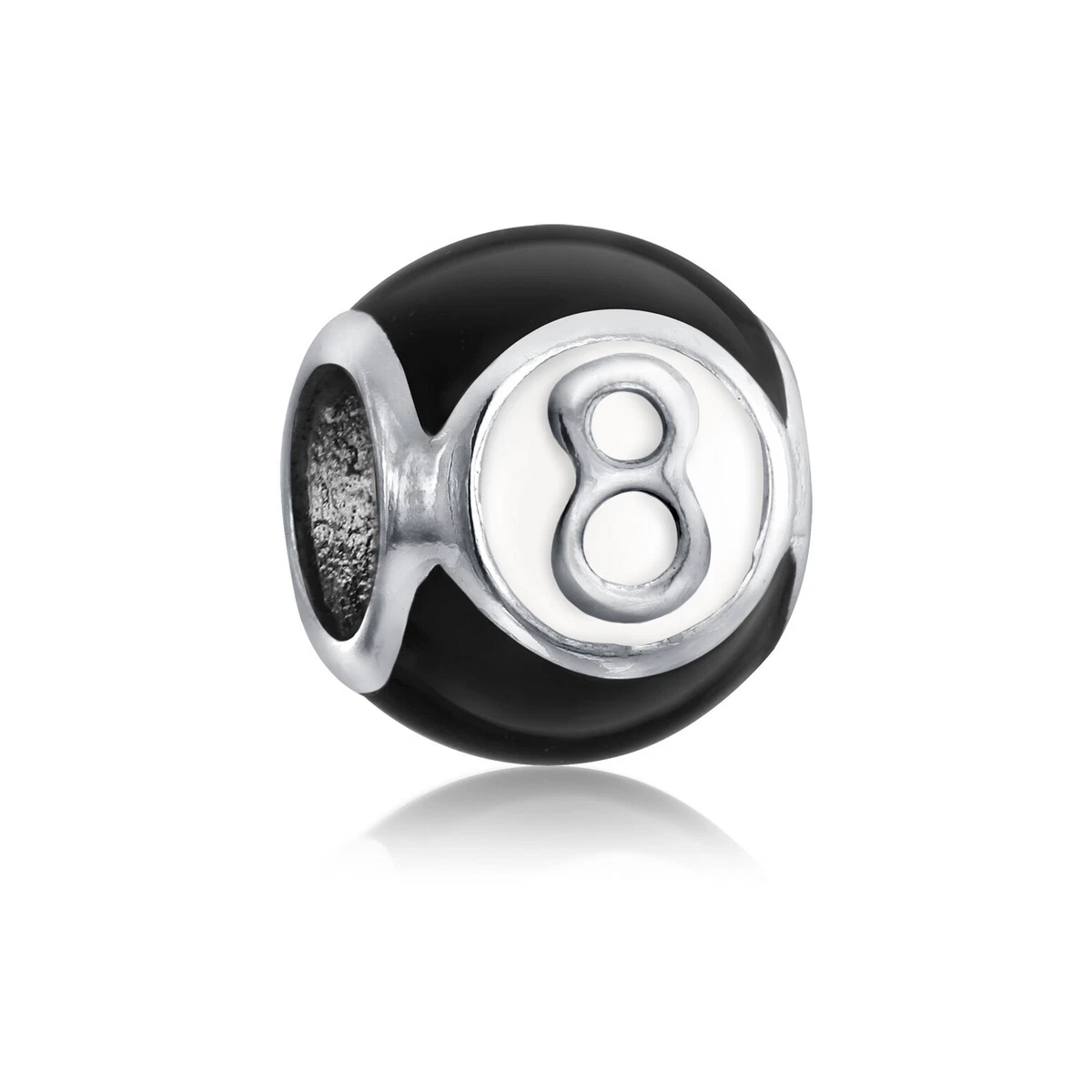 Pool Player Magic Number 8 Ball Billiards Charm Bead Sterling
