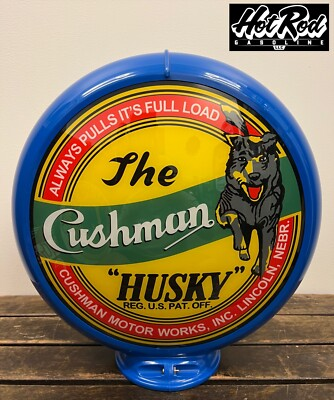 #ad #ad CUSHMAN HUSKY Reproduction 13.5quot; Gas Pump Globe Blue Body $175.00