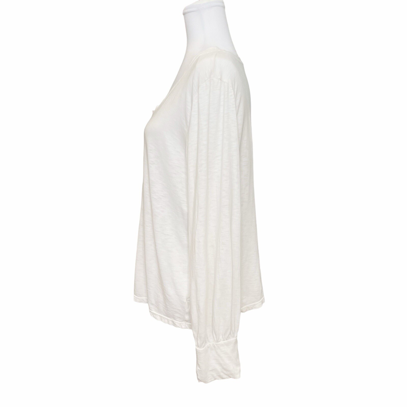 Sundry Women’s 3 Large Off White 100% Pima Cotton Long Sleeve Scoop Neck Top thumbnail 3