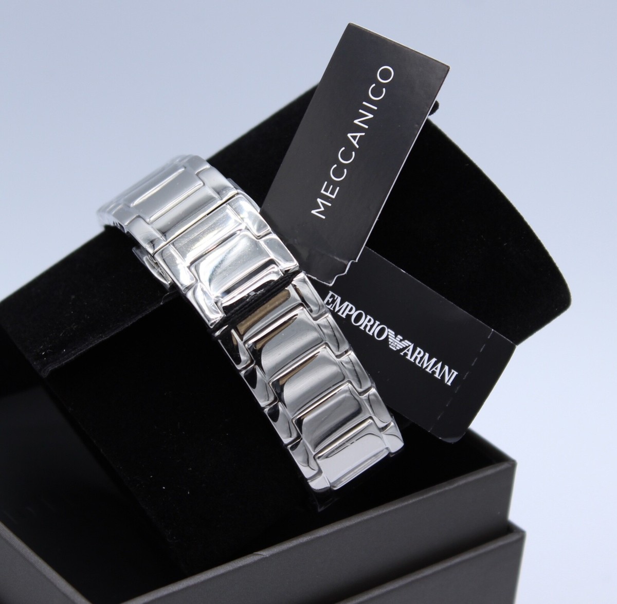 NEW AUTHENTIC EMPORIO ARMANI AUTOMATIC SKELETON SILVER BLACK MEN 