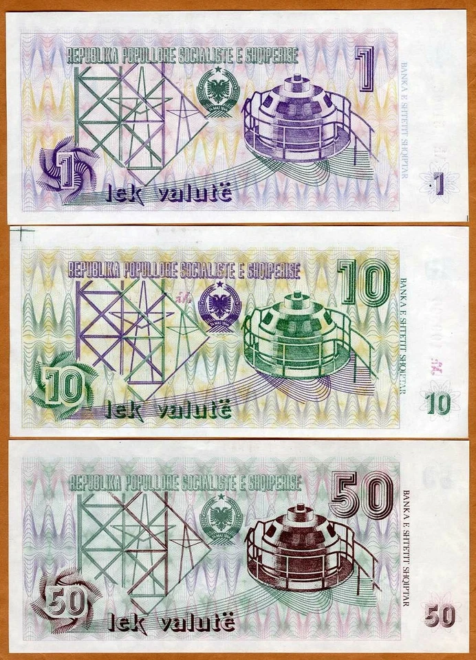 SET Albania, 1-10-50 lek valute, ND (1992), P-48A-49a-50b aUNC-UNC - Image 2 of 2