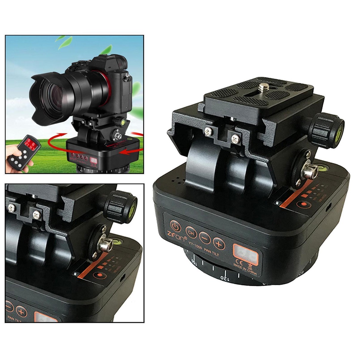 Panoramic head Electric 360 Degree Tripod Head for Cameras Action