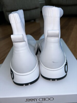 Jimmy Choo Socks Raine Sock/M White 40.5 High Cut Knit