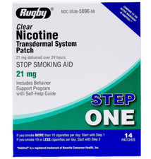 Rugby Clear Nicotine Patches - Transdermal System Patch - Smoking or Vaping Quit