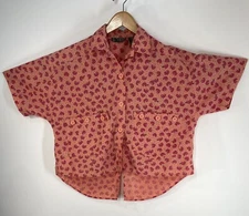 Vintage 80s GITANO Top Hip Hop Short Sleeves Elephant Print  Oversized Tag SZ S