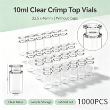 1000PCS 10ml Headspace Vials Clear Glass Bottle 20mm Crimp top Flat Bottom HPLC