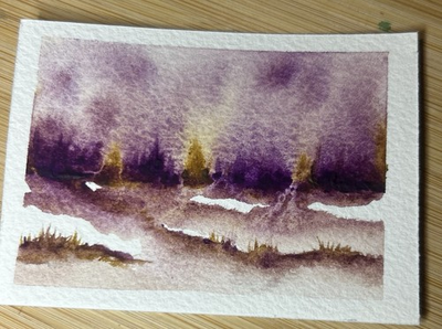 #ad #ad ACEO Original Watercolor Painting Lake Side Landscape Nature Signed Abstract $3.79