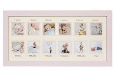 First Year Newborn Baby Collage Keepsake Picture Frame for Photo Memories wit...
