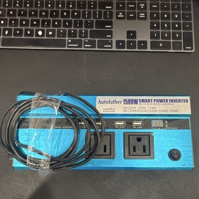 Autofather 1500W Smart Power Inverter 12V DC to AC w/ USB, On/Off Switch