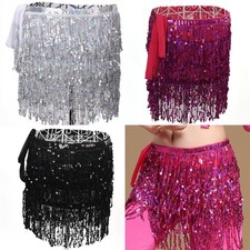 Belly Dance Costume Sequin Tassel Fringe Hip Scarf Belt Waist Wrap Ski-AY A2