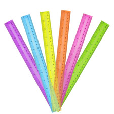 30 Pack Clear Plastic Rulers 12 Inch, Assorted Colors, Metric and Inch Measureme